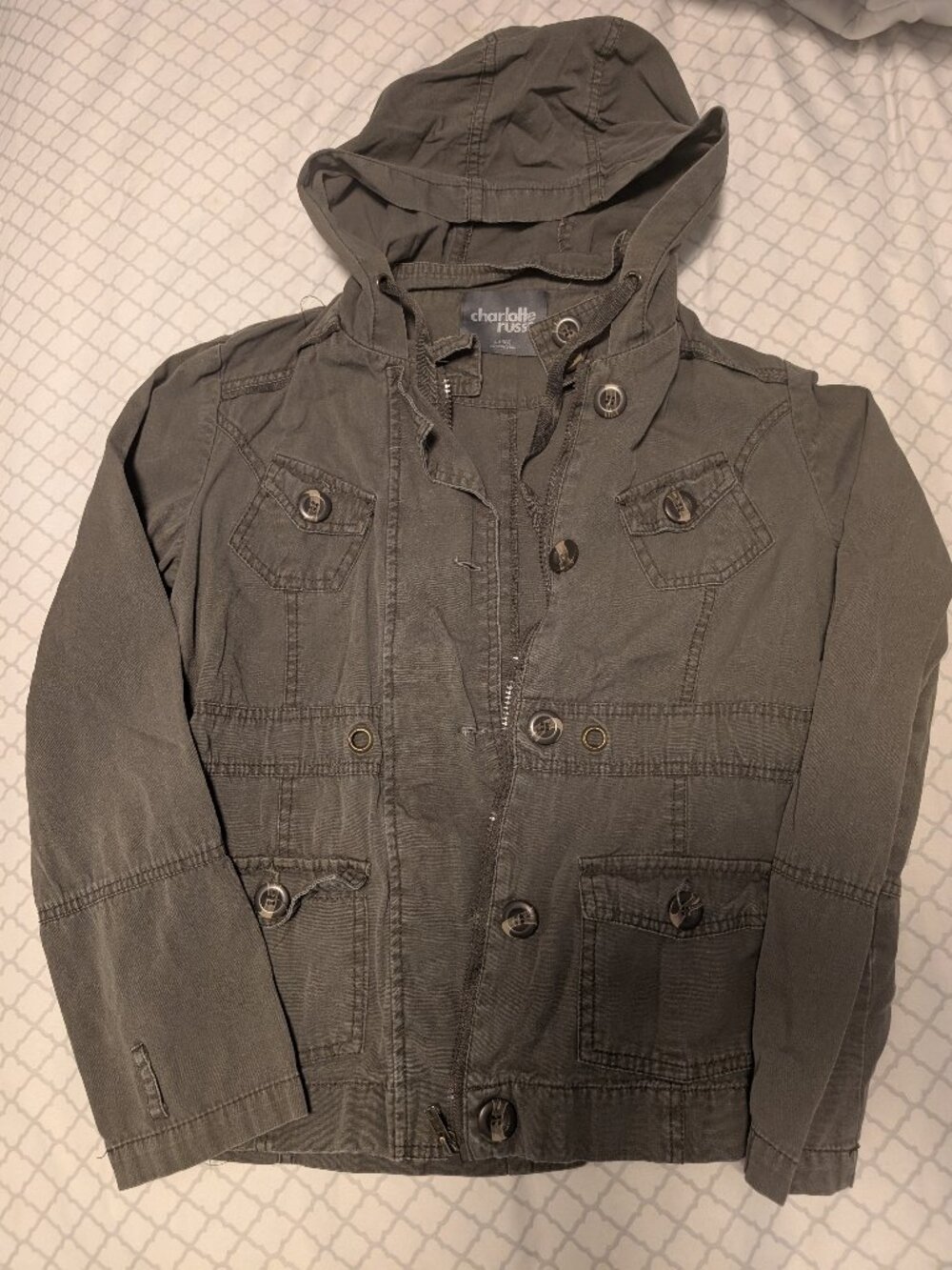 Charlotte Russe olive military light jacket